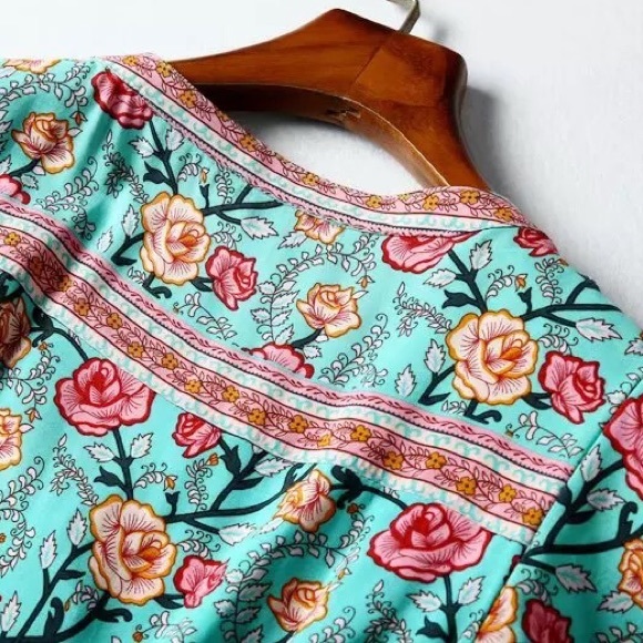 Boho Gypsy Rose Floral Mini Dress - Picture 2 of 11